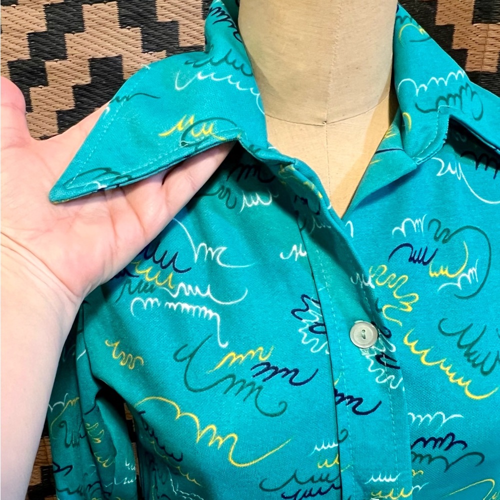 VINTAGE 60s 70s button down shirt dress MCM‎ Twiggy abstract atomic space age - Picture 5 of 17